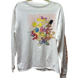 Nickelodeon White Shirt Characters Long Sleeve
